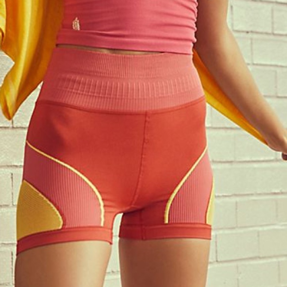 Free People Movement Tighten Up Point Break Biker Shorts Miami Pink